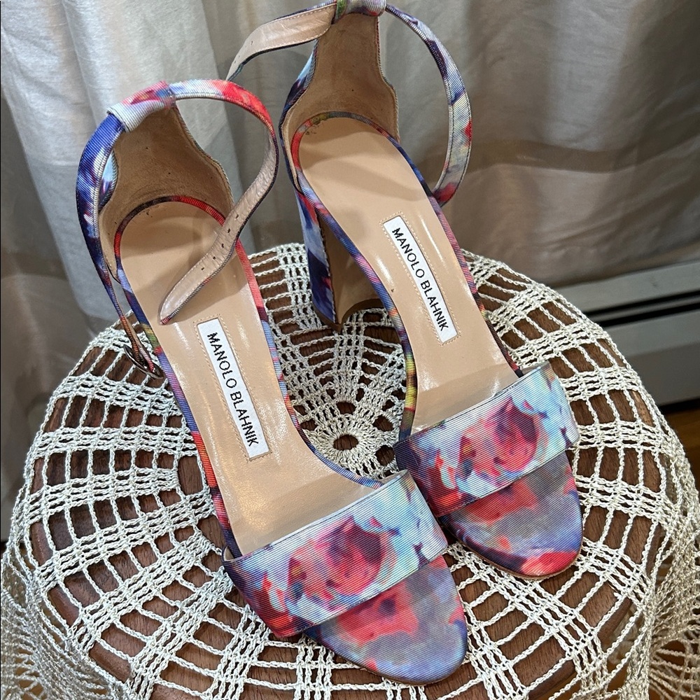 Manolo Blahnik Multicolor Floral Heels